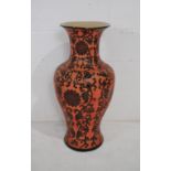 A large floor-standing Chinese red ground vase, with floral decoration - diameter 34cm, height 77.