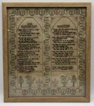 A 19th century sampler with religious verse sewn by Francis Turpin November 5th 1825 aged 9