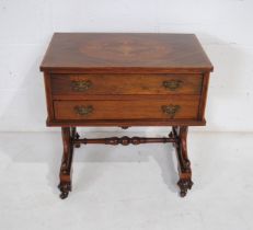 A turn of the century set of two drawers, raised on pedestal base with carved decoration, the top