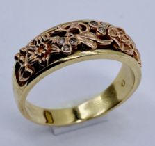 A Clogau Welsh 9ct gold ring set with diamonds, total weight 4.6g