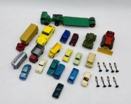 A small collection of die-cast vehicles including Corgi, Matchbox, Dinky, Lesney etc, along with