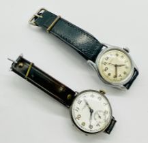 A hallmarked silver J W Benson wristwatch, Birmingham 1940 along with a Helvetia vintage watch