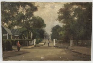 Jack M Ducker (act.1910-1930) "Dulwich Old Toll Gate" unframed oil on canvas, signed to lower