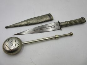 An SCM strainer along with an Eastern dagger in sheath (A/F)