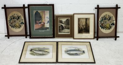 A collection of various framed prints, etchings etc.