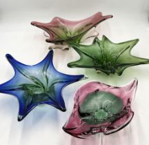 Four Murano art glass splash vases