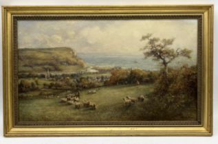 Arthur W Perry (British fl.1908-1939) oil on canvas in gilt frame of Seaton, Devon, signed to