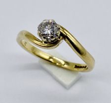 A 9ct gold diamond solitaire ring, the diamond measuring 0.25ct. Size J 1/2