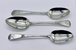 'Three hallmarked silver spoons including James Smith, Aberdeen and two London spoons- 1788 and