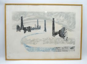 'Cornish Tin Mines' limited edition signed lithograph by Humphrey Spender, no 10/70 - 73cm x 54cm