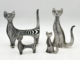 A collection of four Abraham Palatnik (1928-2020) Lucite cats, two large examples each with a