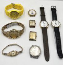 A collection of various watches including ICE, Accurist, Seiko Sea Horse etc.