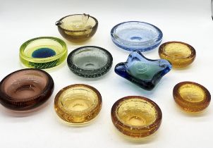 A collection of Whitefriars bubble glass bowls