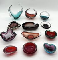 A collection of various art glass including Murano, Bohemia etc.