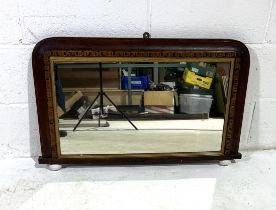 A Victorian over mantle mirror with inlaid detailing. 83cm x 52cm