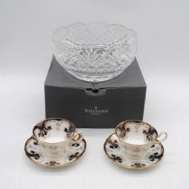 A pair of Shelley cups and saucers, along with a Waterford crystal bowl, with COA and original box