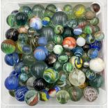 A collection of vintage and antique marbles