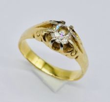 A gentleman's 14ct (tested) diamond ring (size P 1/2). the diamond measuring approximately 5.7 mm