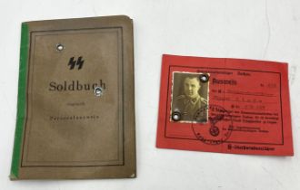 A Third Reich German WWII SS Soldbuch named to SS Standarten oberjunker Ernst Gschmeidler, very