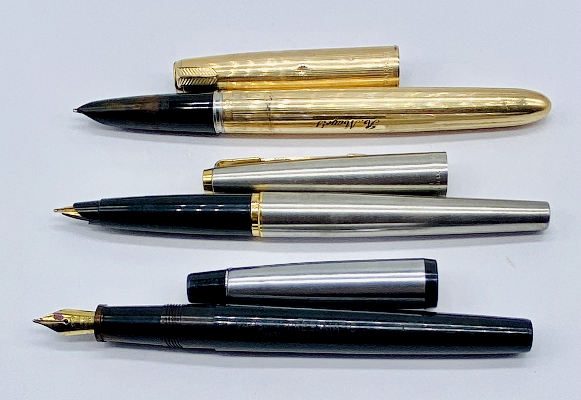 Three vintage pens, two Parker pens along with a Varsity Pressmatic - Image 2 of 2