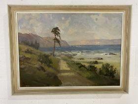 An oil on canvas by A Somerscales signed and dated ('68) to lower left hand corner. Coastal scene,