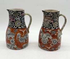 A pair of 19th century Masons "Bandana" jugs decorated with Chinese imagery - damage to lip as shown