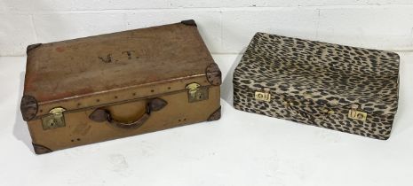 Two vintage suitcases comprising of an Antler ladies case with animal print decoration and larger