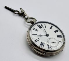 A hallmarked silver pocket watch by Waltham, Mass. with subsidiary second hand