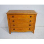 An American pine chest of four drawers - length 105cm, depth 41.5cm, height 87cm