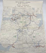A British Transport Commission map of British waterways detailing the inland waterways of England