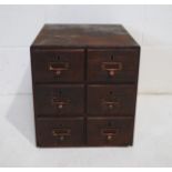 A wooden 'Crusader' set of six filing drawers - length 34.5cm, depth 40cm, height 37cm
