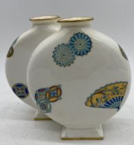 A Royal Worcester double moon flask vase, height 14.5cm