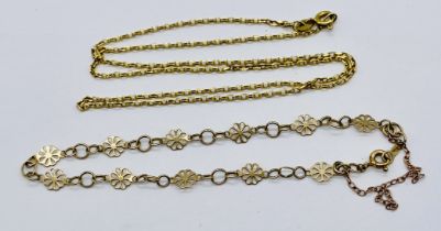 A 9ct gold necklace along with a 9ct bracelet, total weight 4.9g