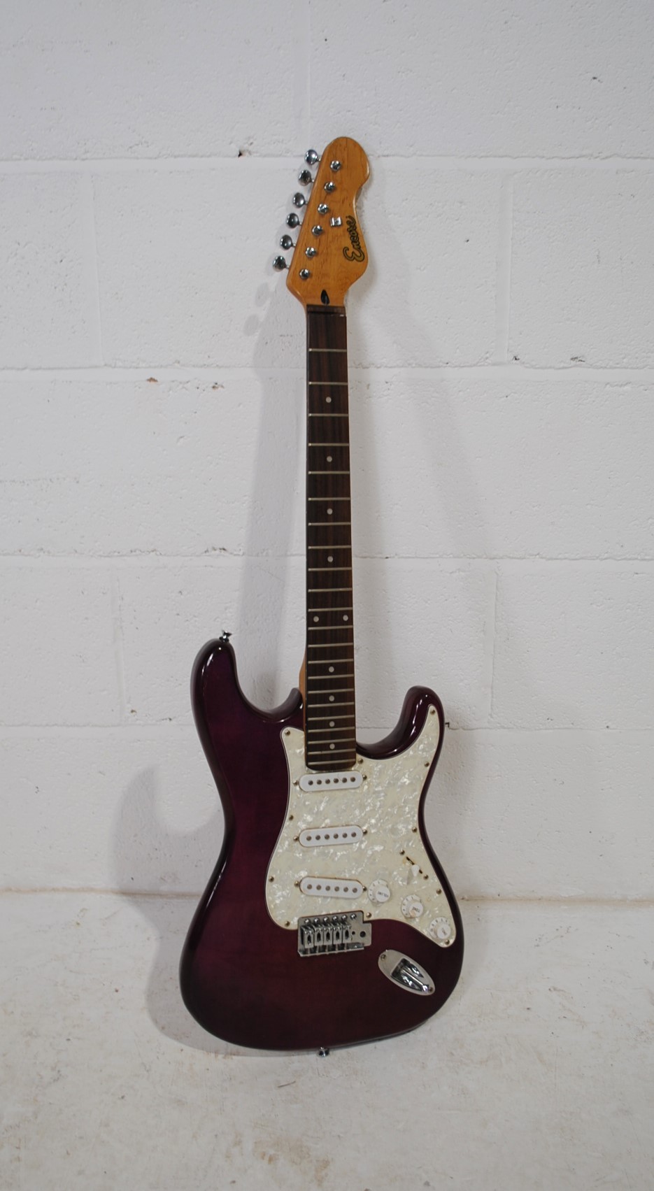 An Encore Stratocaster electric guitar - no strings