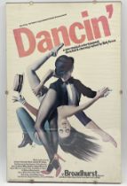 A framed poster for Dancin', directed & choreographed by Bob Fosse - dedication reads "For Barney