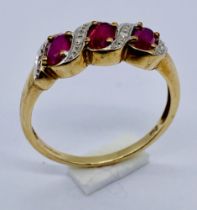 A 9ct gold ruby dress ring, size P