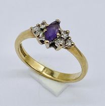 An amethyst dress ring set in 9ct gold. Size K 1/2