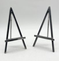 Two small metal display stands/easels