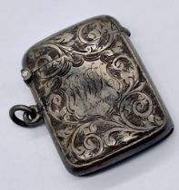 A hallmarked silver vesta case