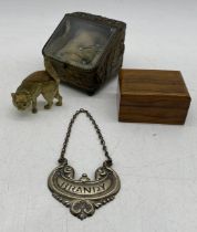 An antique French gilt brass and bevelled glass display case for a pocket watch with Chinoiserie
