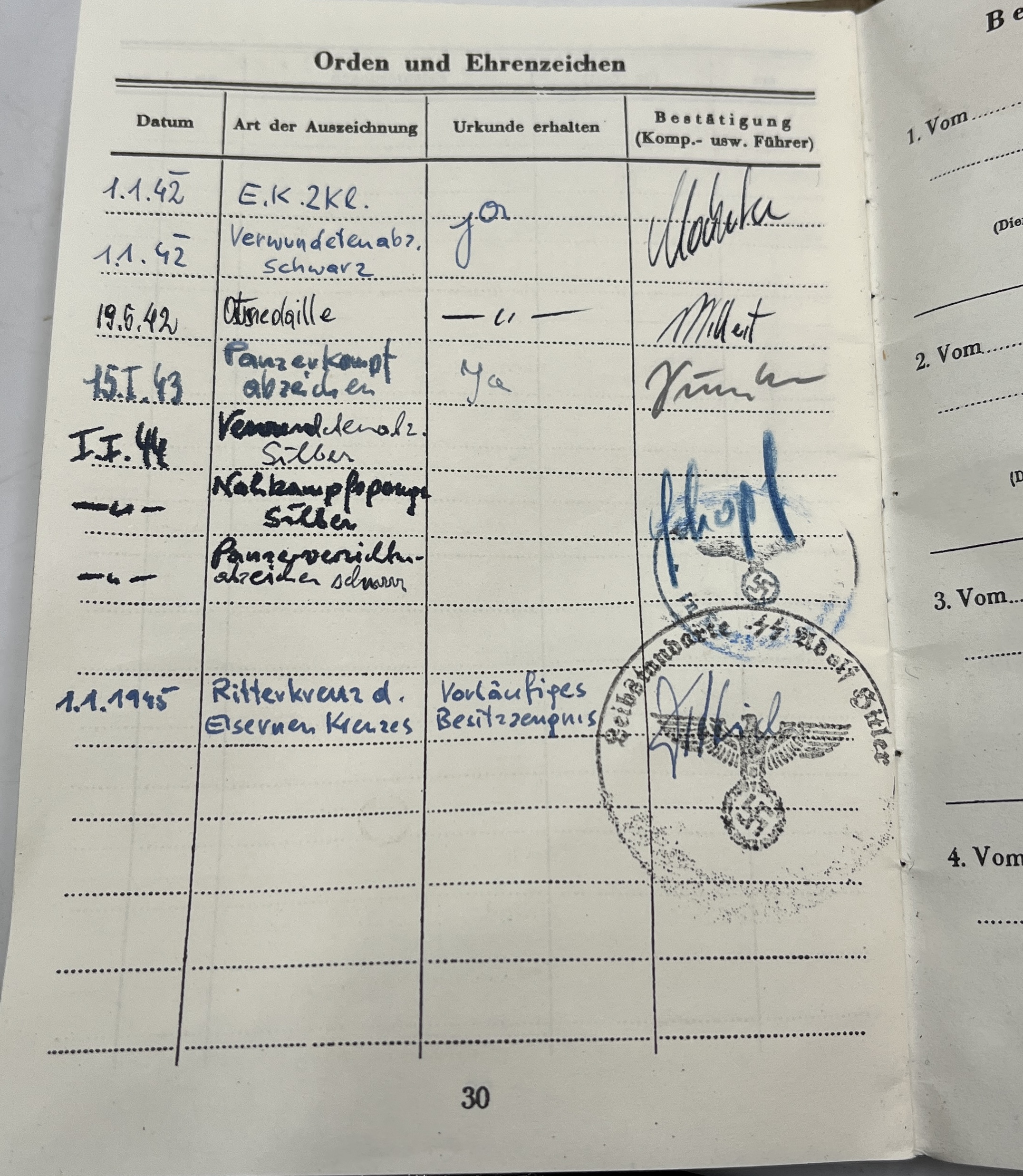 A Third Reich German WWII SS Soldbuch named to SS Standarten oberjunker Ernst Gschmeidler, very - Image 7 of 7