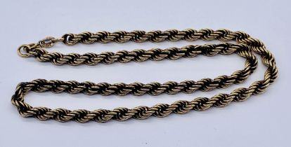 A 9ct gold rope necklace, weight 8.9g, length 42cm