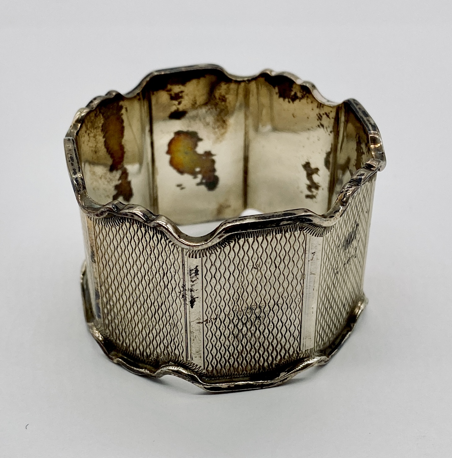 A silver weighted ashtray along with two silver spoons and a serviette ring - Image 4 of 4