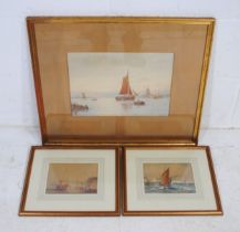 Two framed watercolours of fishing boats signed 'R. Malcom Lloyd', along with a framed watercolour
