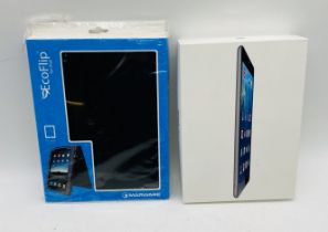 A boxed Apple iPad Air 16GB tablet in space grey (untested), along with a Marware Eco Flip