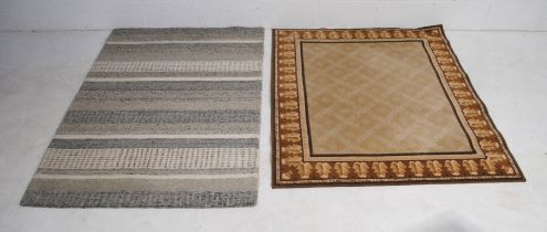 A John Lewis Indian grey ground wool mix rug (120cm x 180cm), along with a beige ground rug (167cm x