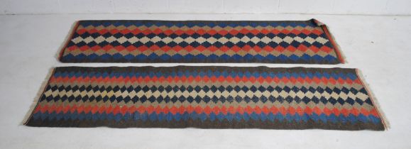 A near pair of vintage Kilim runners - 206cm x 55cm each