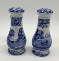 A pair of Spode Blue Italian salt and pepper shakers