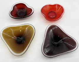 Four Murano art glass bowls including two larger triangular examples