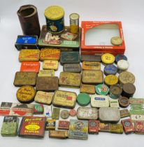 A collection of vintage tins including Players Navy Cut, Murray'ss tobacco, Rubbleweld Cycle